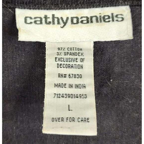 Cathy Daniels Jacket Womens Large Black Corduroy Rhinestone Western Snap On - Picture 4 of 11